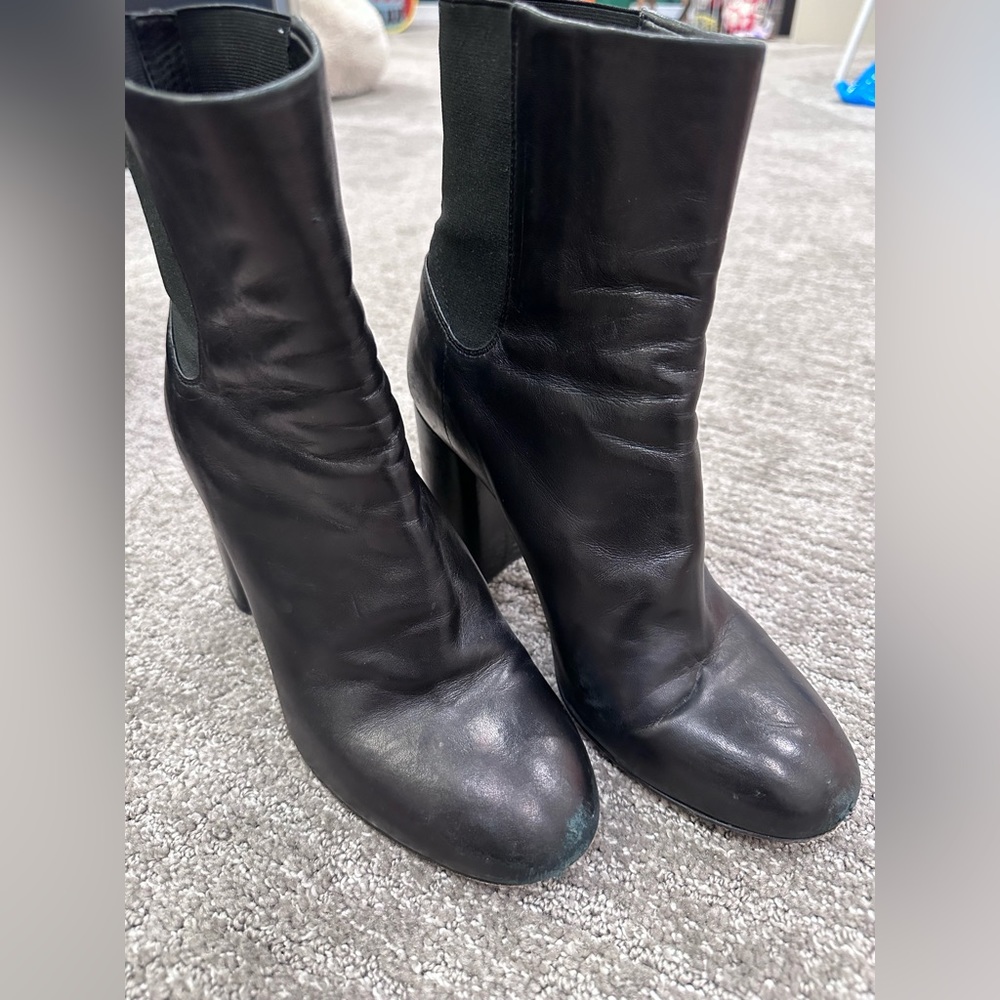 Rag & Bone black leather ankle heeled boots